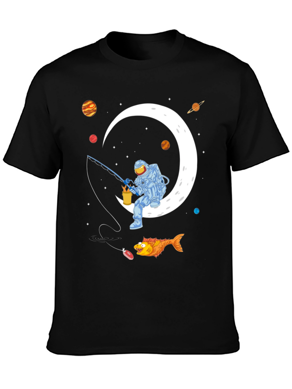 Astronaut Fishing on the Moon Graphic T-Shirt