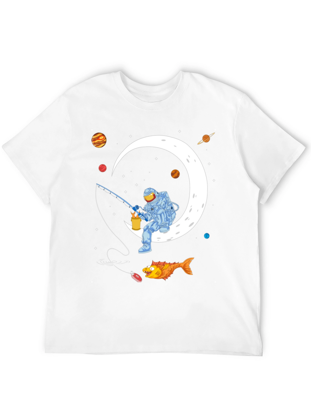Astronaut Fishing on the Moon Graphic T-Shirt