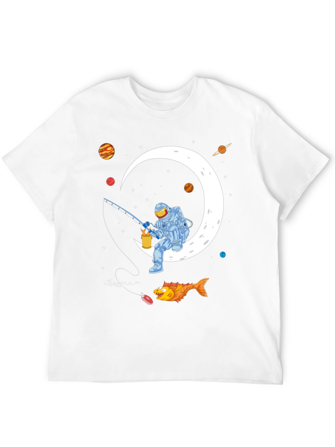 Astronaut Fishing on the Moon Graphic T-Shirt