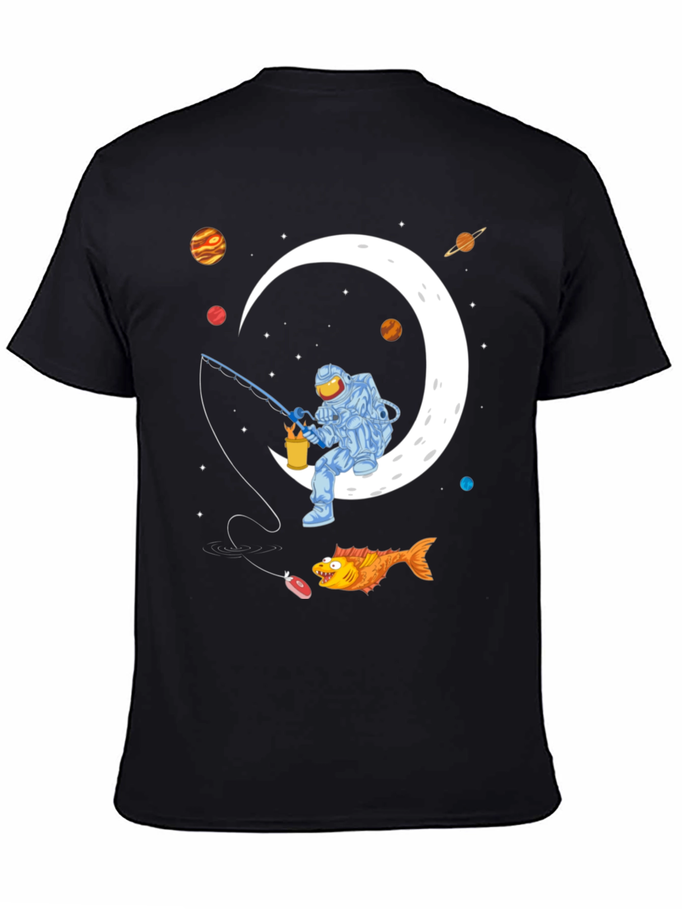 Astronaut Fishing on the Moon Graphic T-Shirt