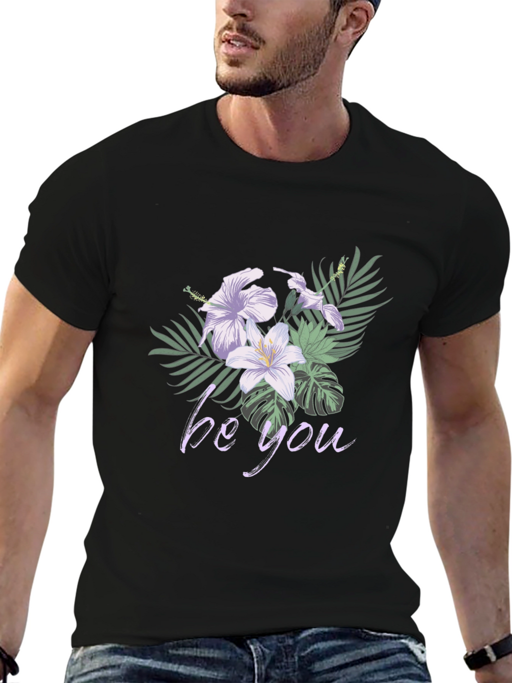 Floral Be You Black Graphic Tee