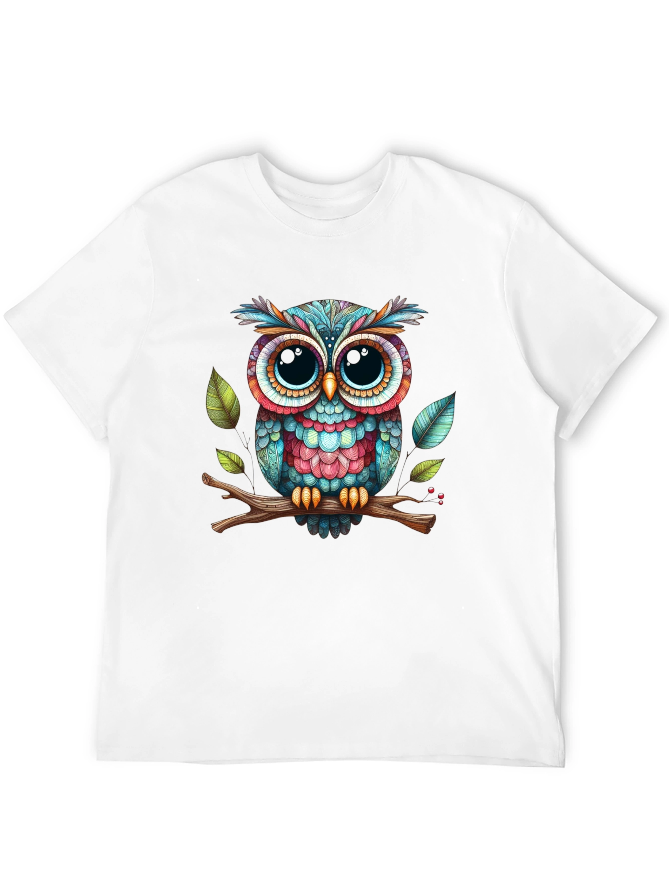 Colorful Owl Graphic Tee - Unique Design Soft Fabric