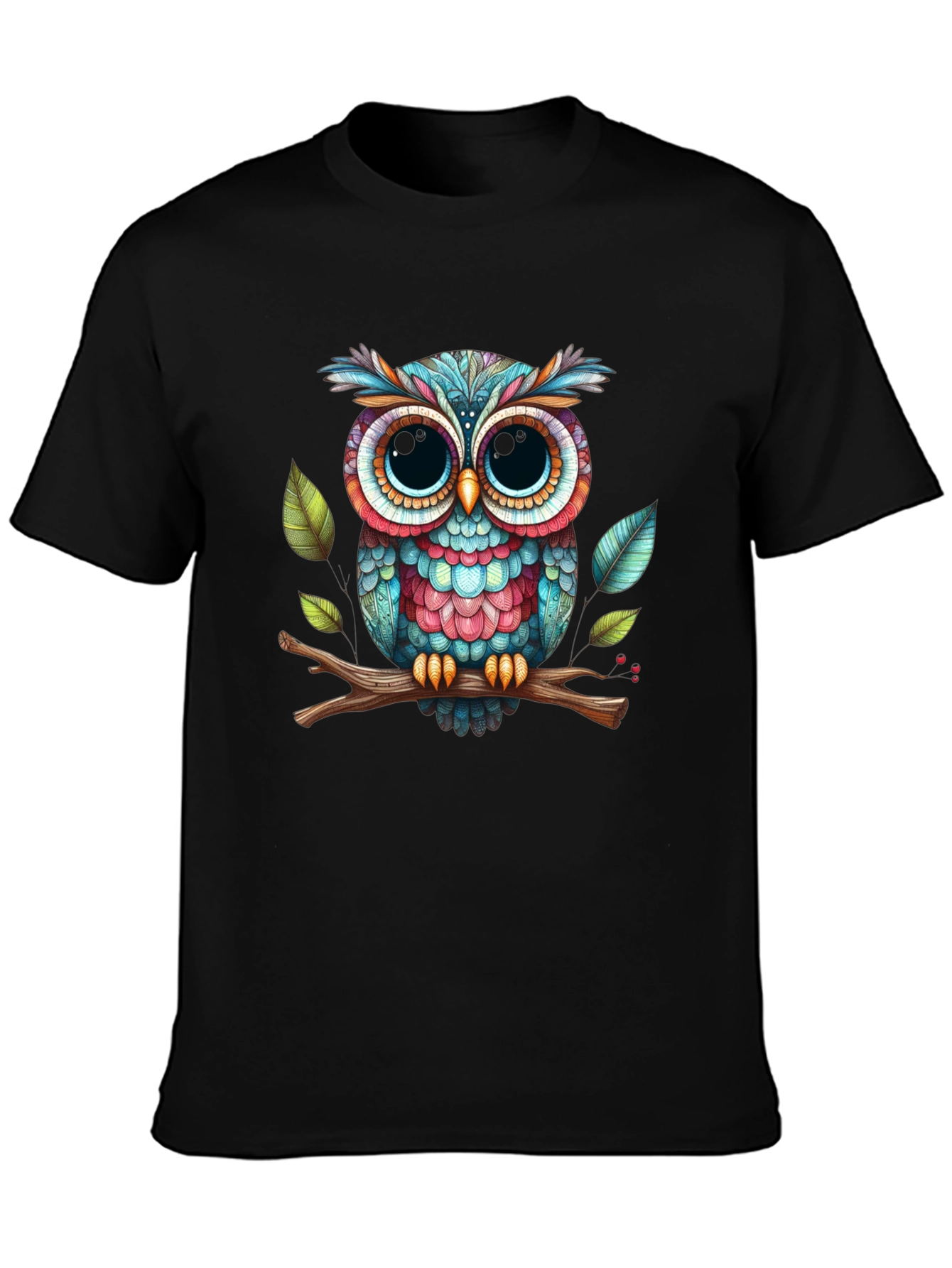Colorful Owl Graphic Tee - Unique Design Soft Fabric