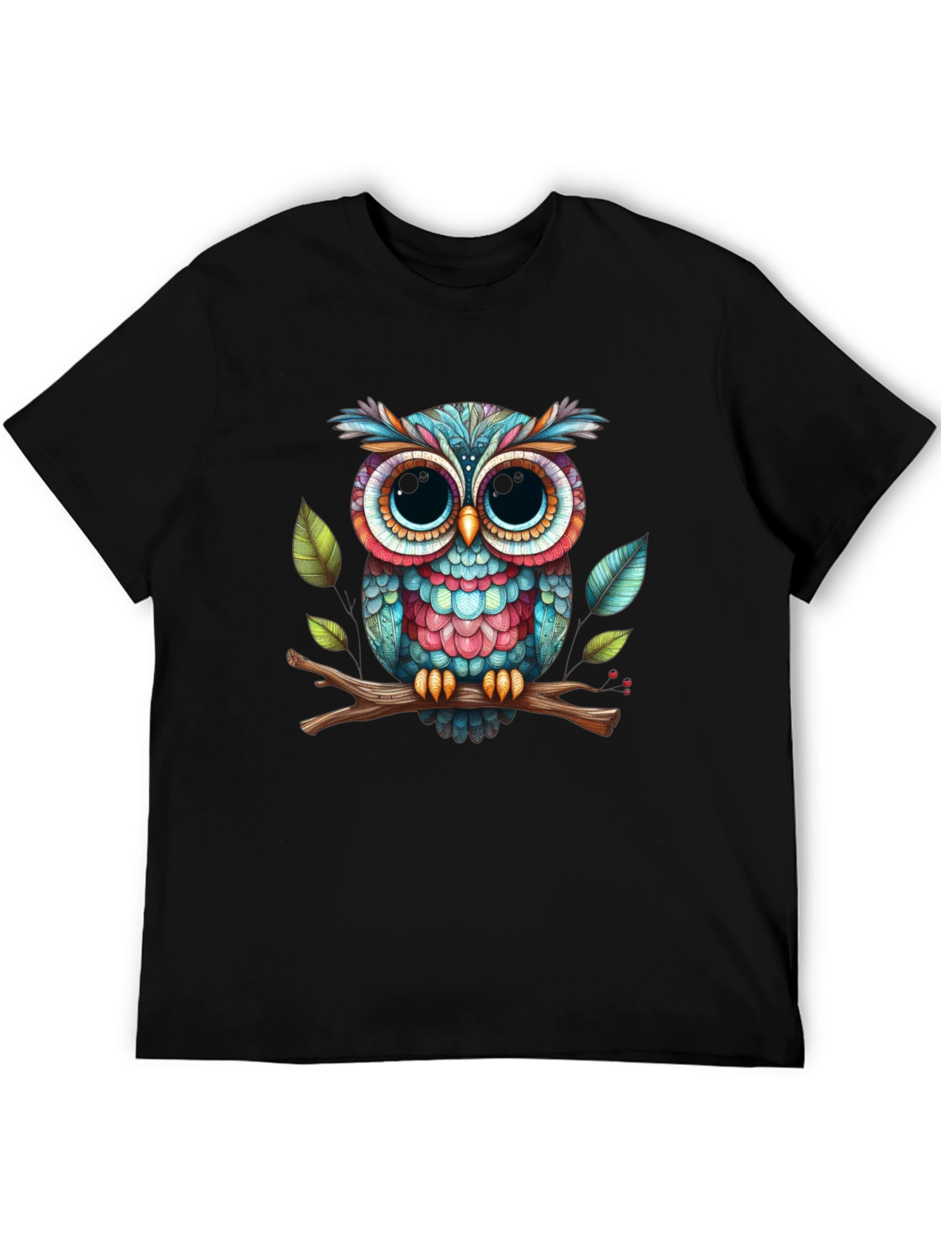 Colorful Owl Graphic Tee - Unique Design Soft Fabric