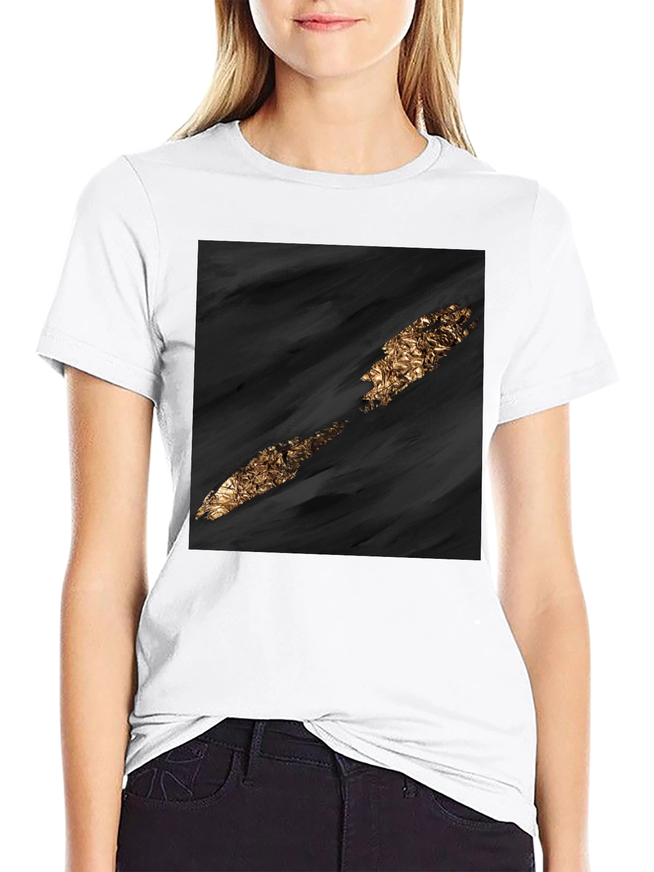 Abstract Gold Slash Black T-Shirt