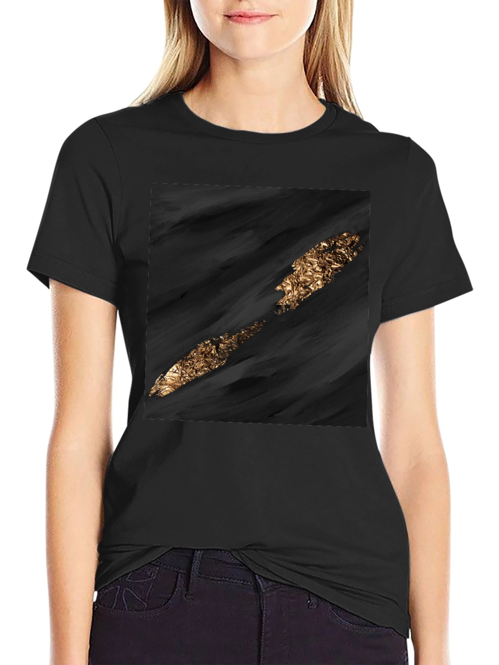 Abstract Gold Slash Black T-Shirt