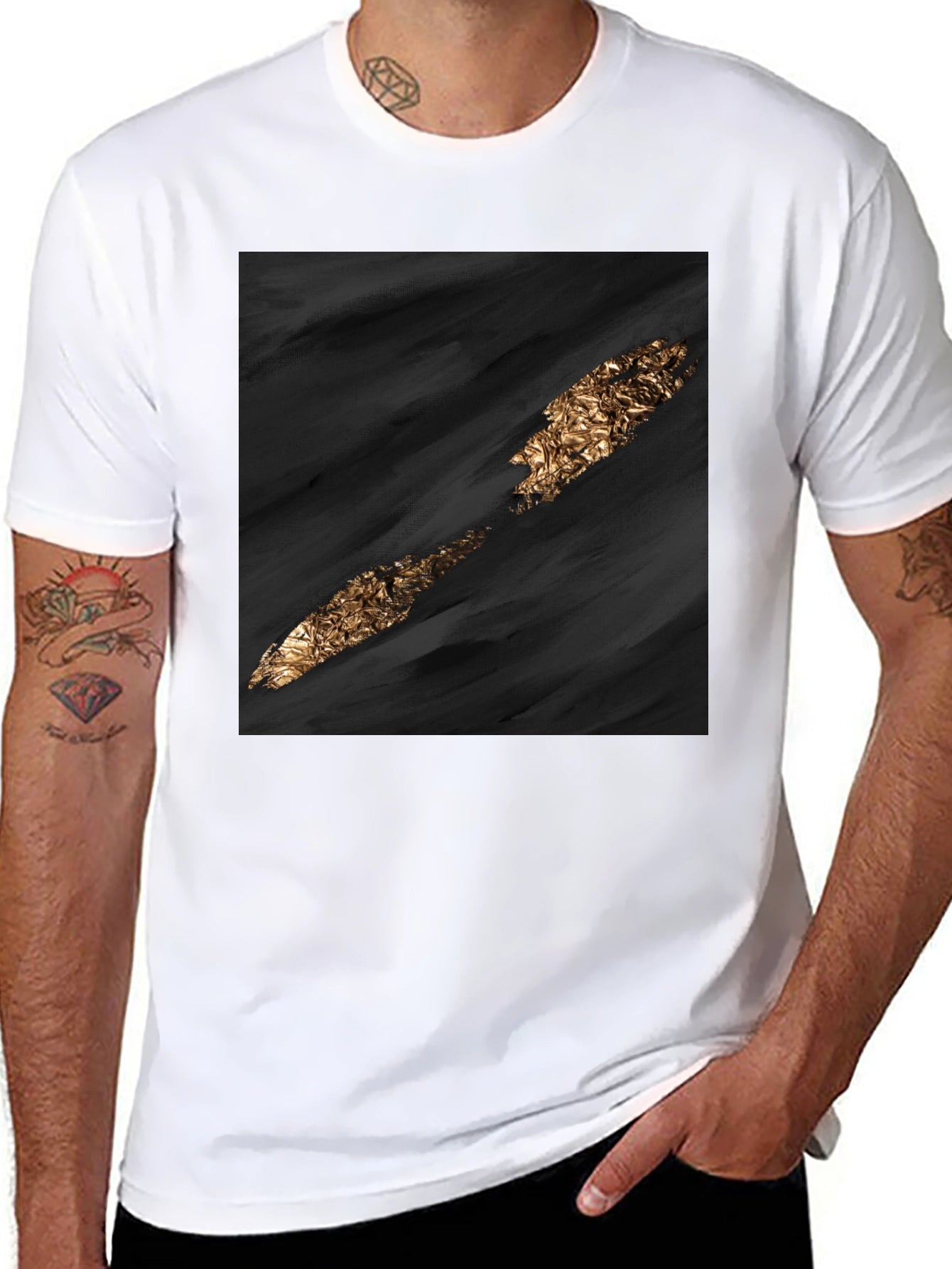 Abstract Gold Slash Black T-Shirt