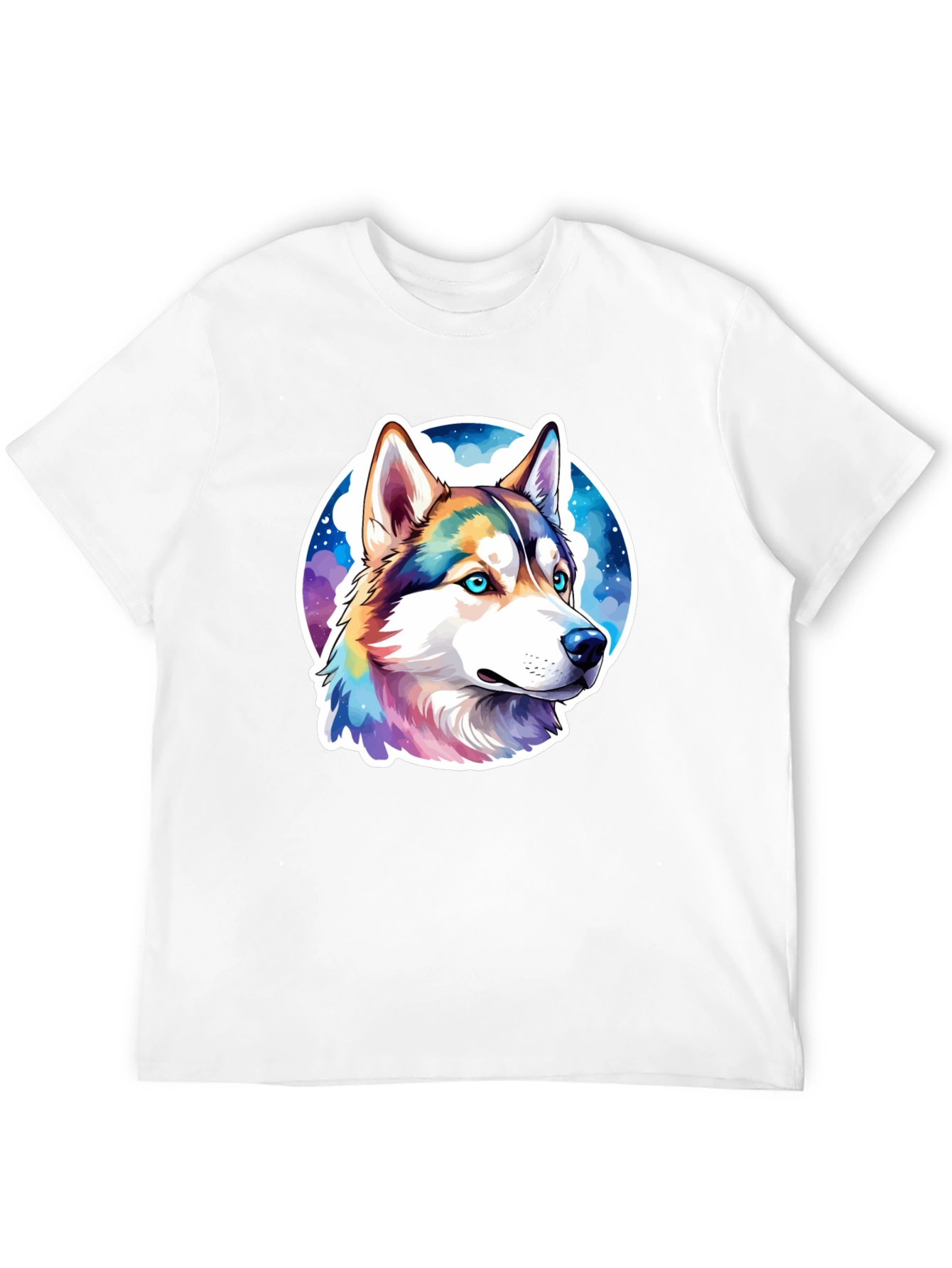 Husky Dog Graphic Print Black T-Shirt