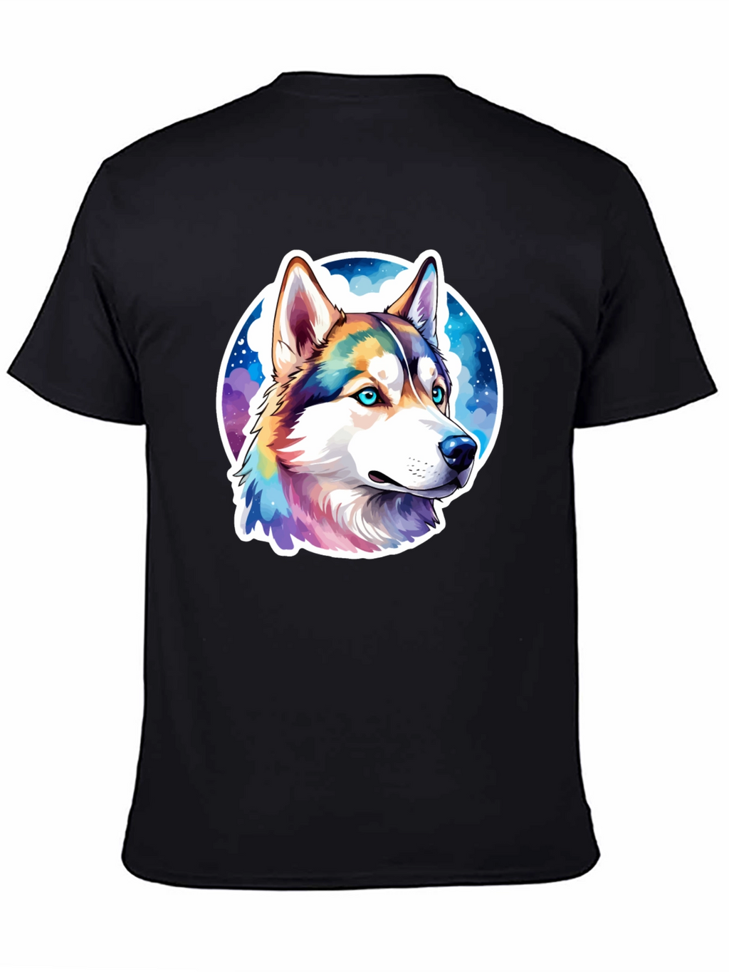 Husky Dog Graphic Print Black T-Shirt