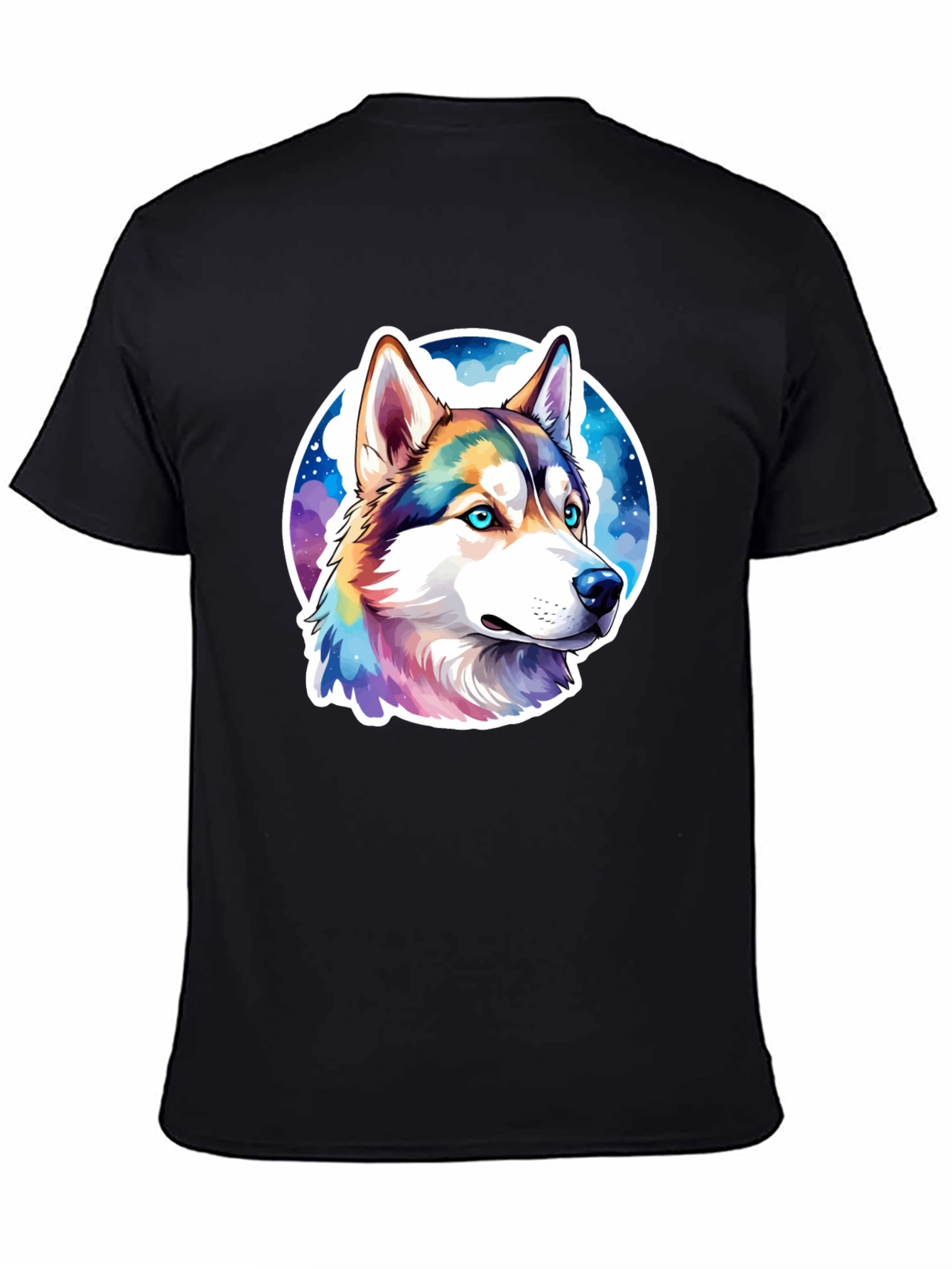 Husky Dog Graphic Print Black T-Shirt