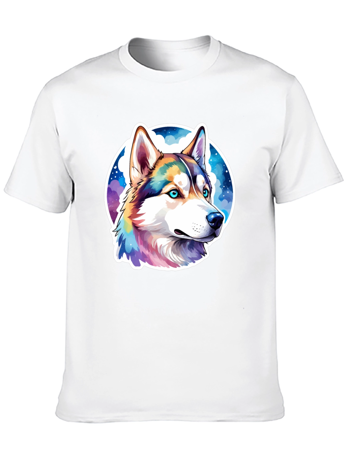 Husky Dog Graphic Print Black T-Shirt