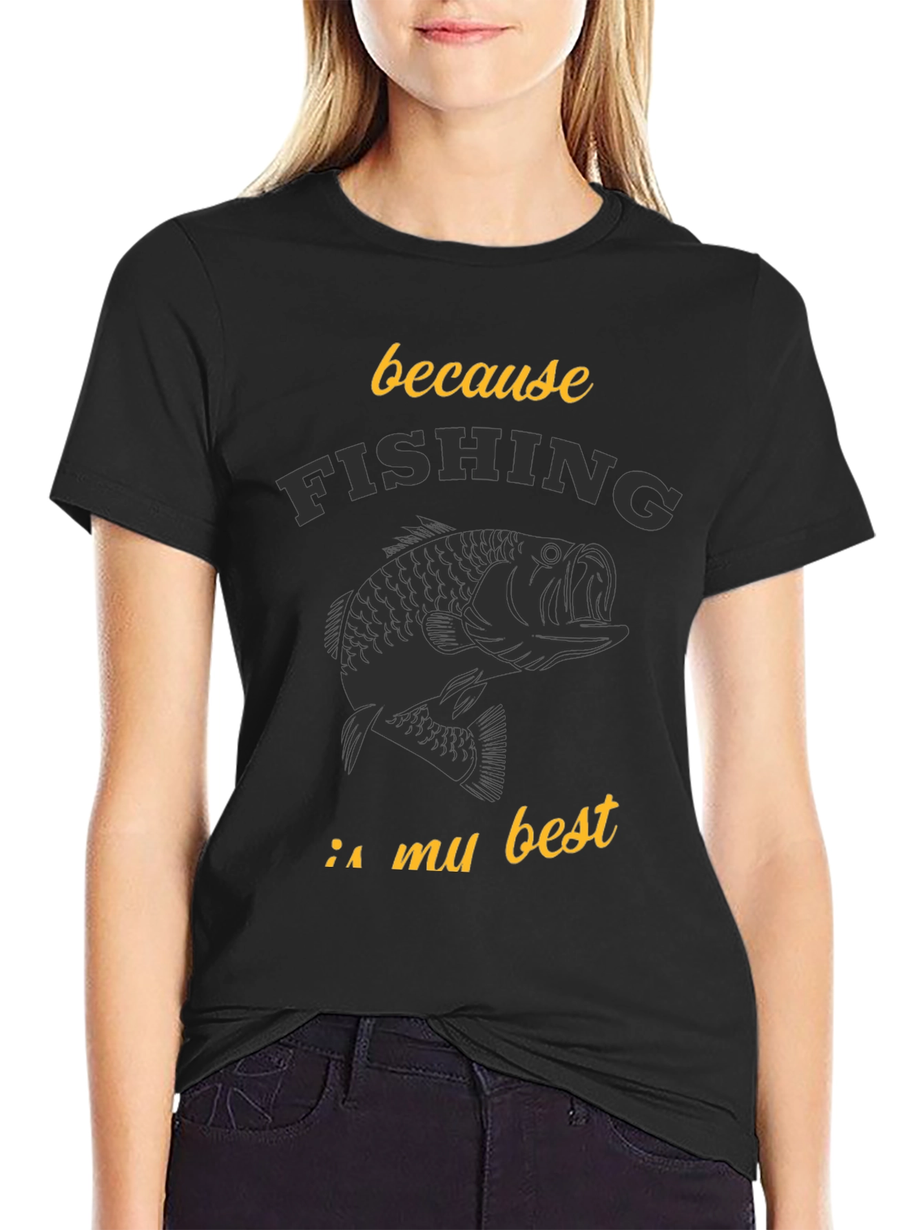 Fishing is My Best Black Graphic Tee