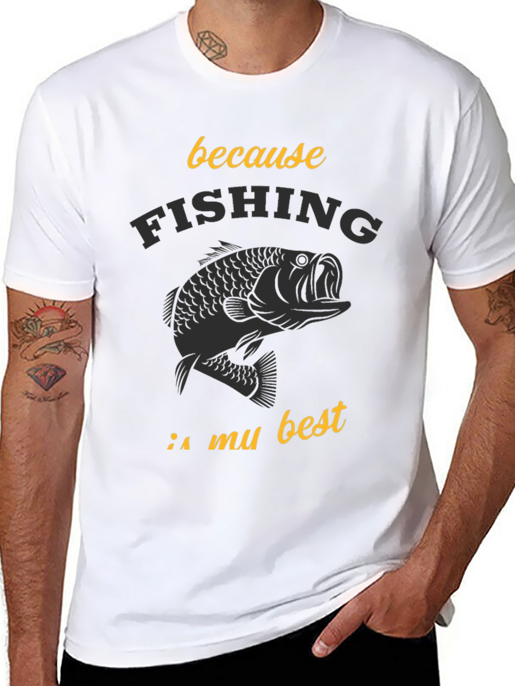 Fishing is My Best Black Graphic Tee
