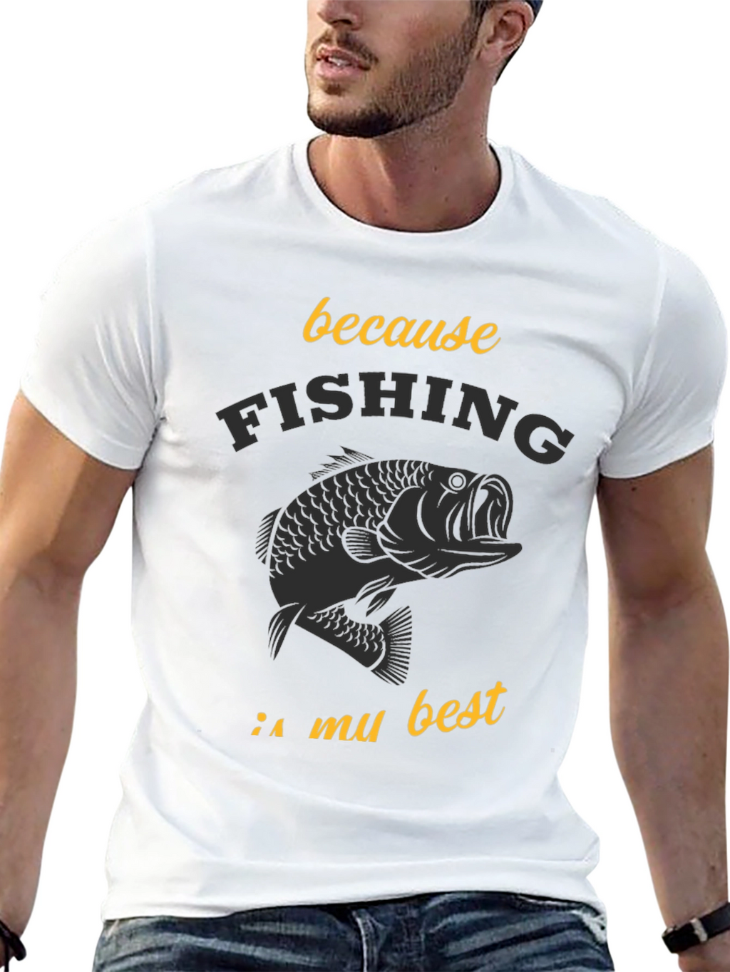 Fishing is My Best Black Graphic Tee