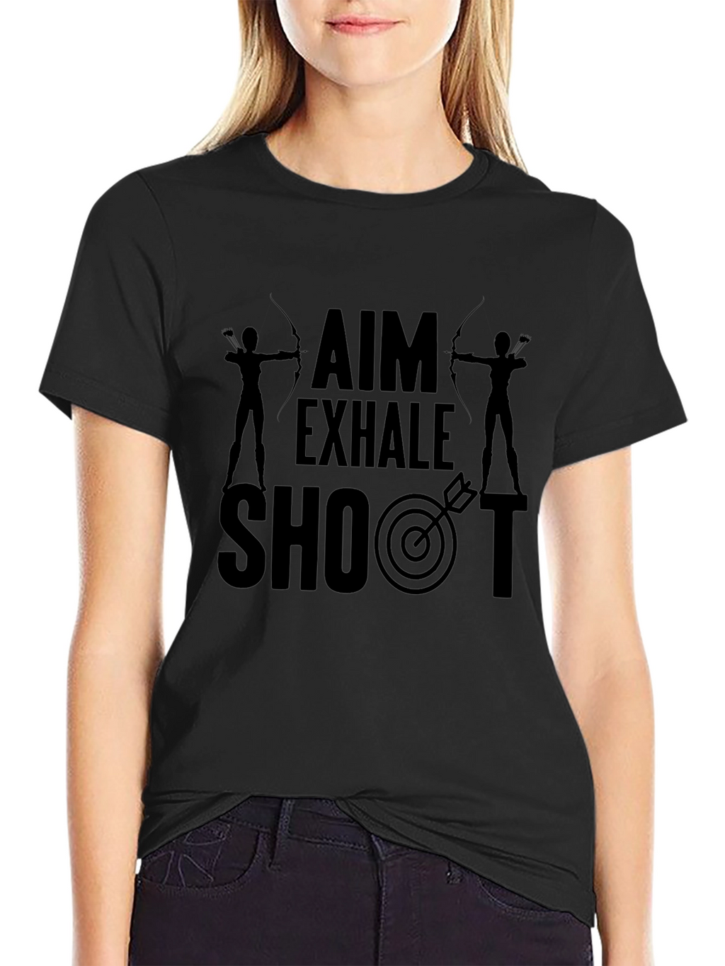Archery Aim Exhale Shoot Black Graphic T-Shirt