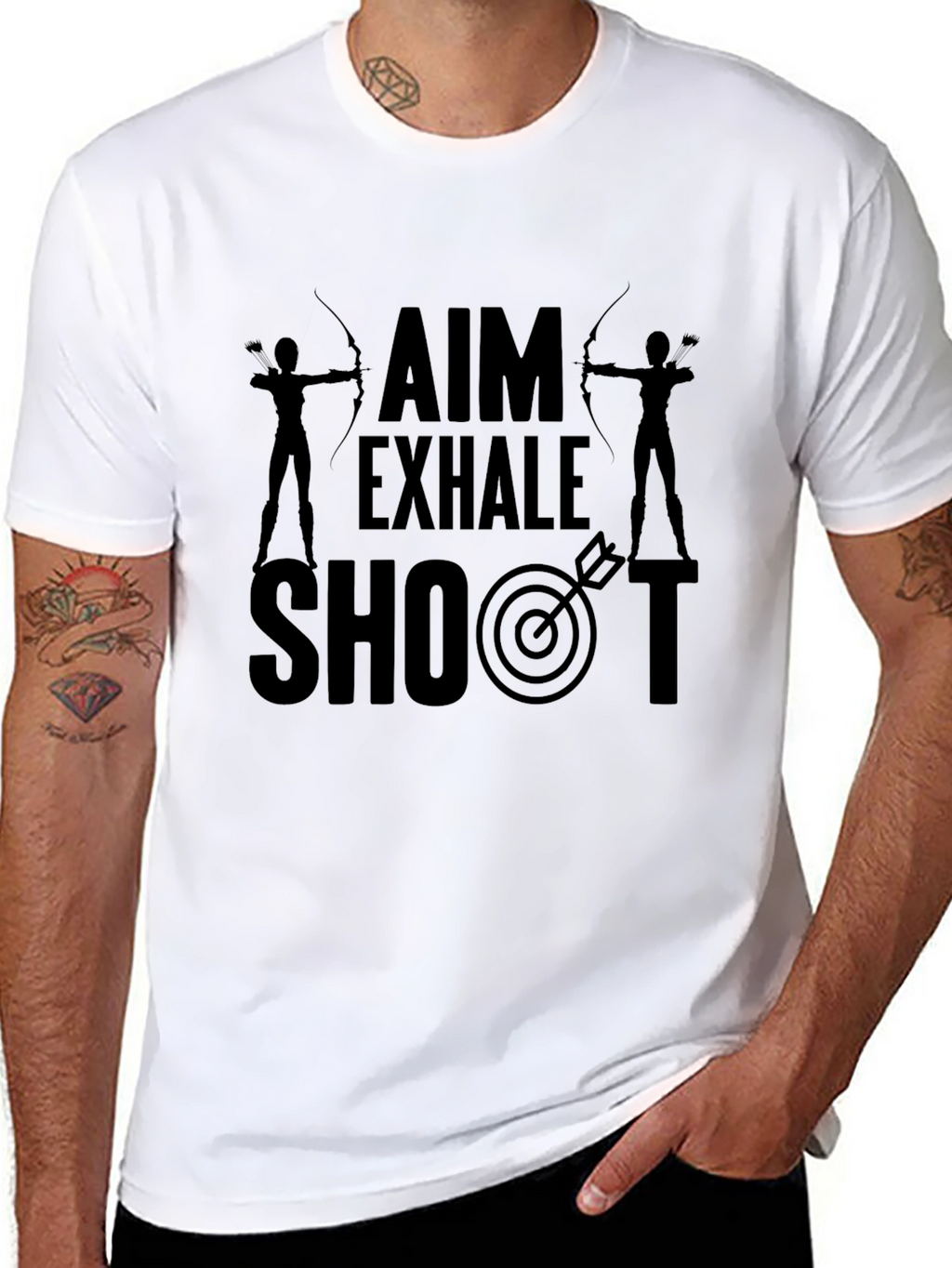Archery Aim Exhale Shoot Black Graphic T-Shirt