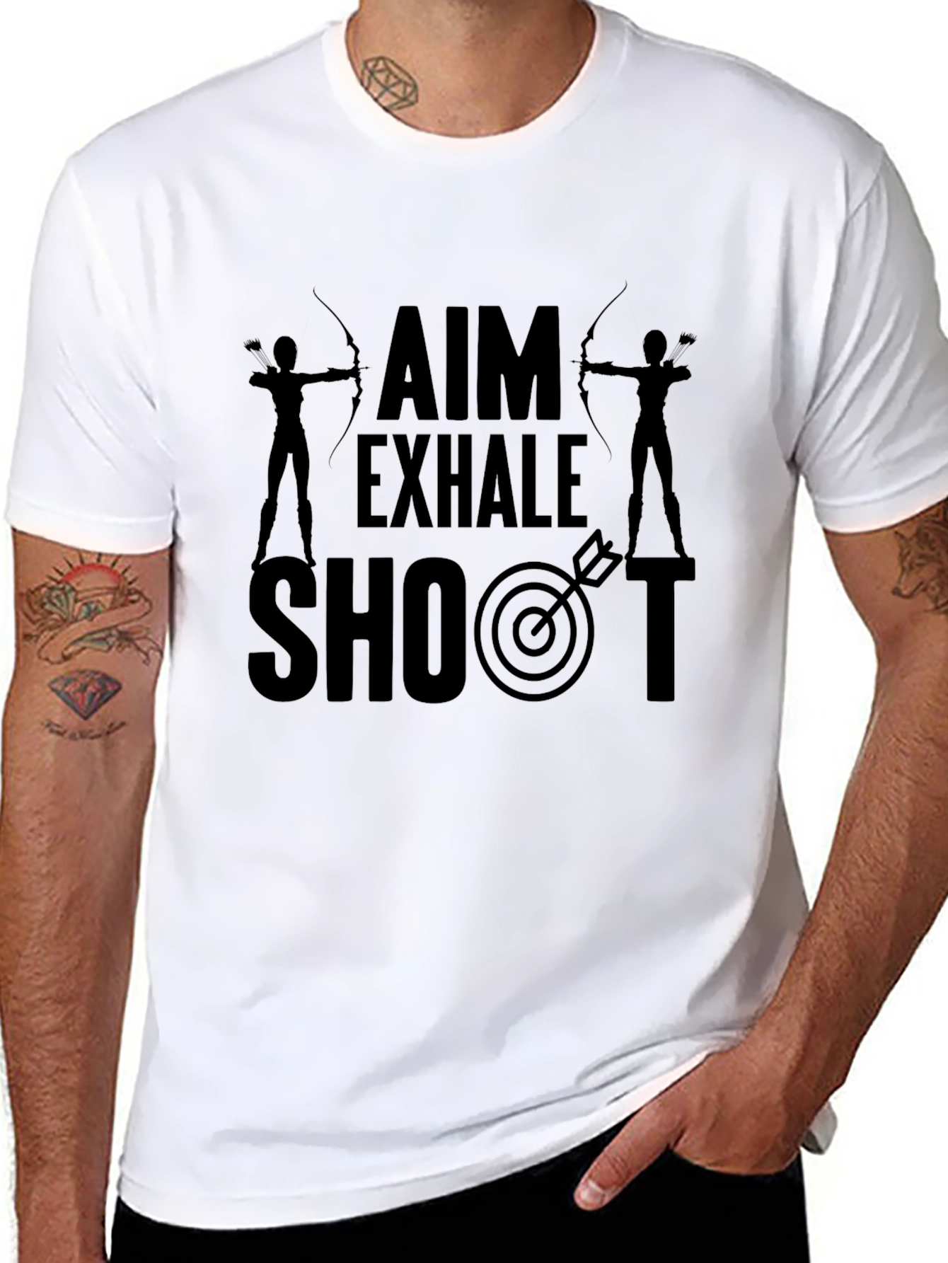 Archery Aim Exhale Shoot Black Graphic T-Shirt