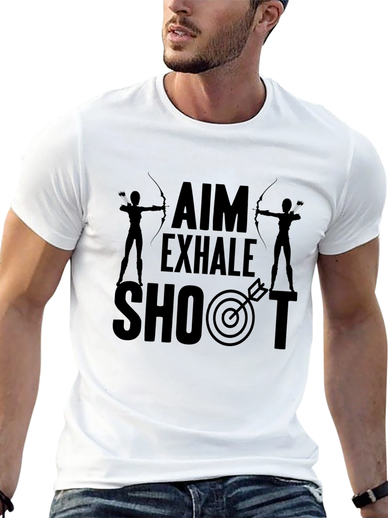 Archery Aim Exhale Shoot Black Graphic T-Shirt