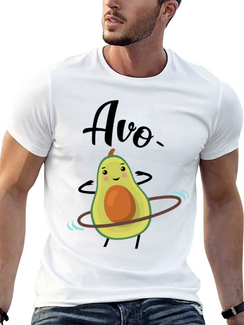 Funny Avocado Hula Hoop Graphic T-Shirt