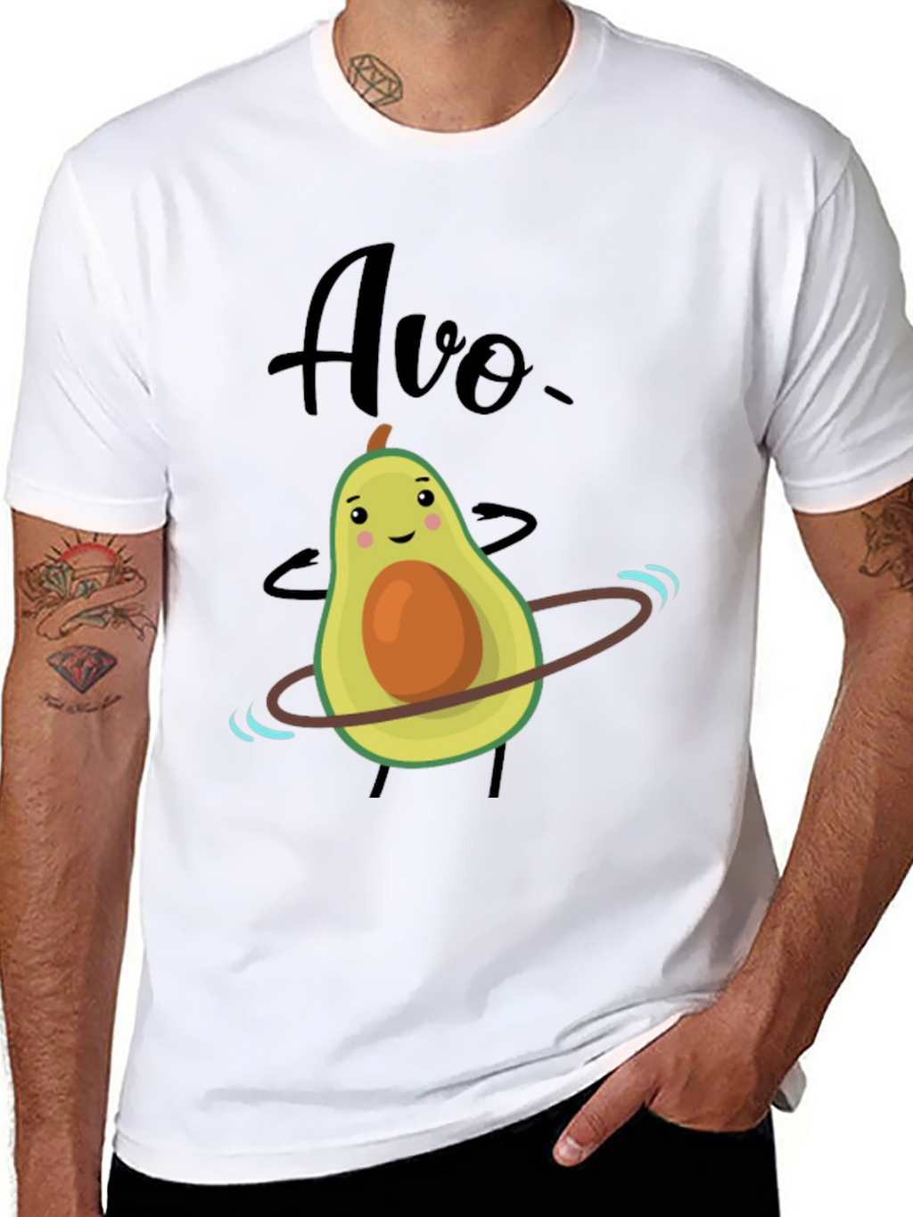 Funny Avocado Hula Hoop Graphic T-Shirt