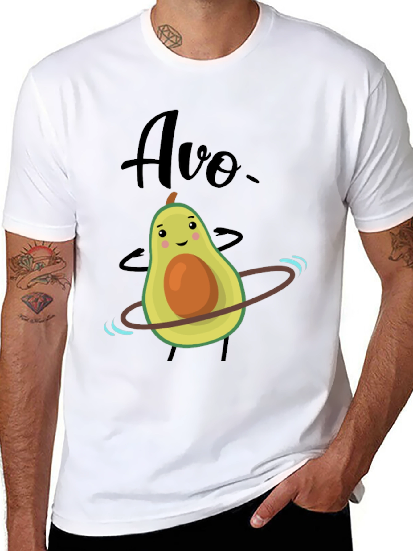 Funny Avocado Hula Hoop Graphic T-Shirt