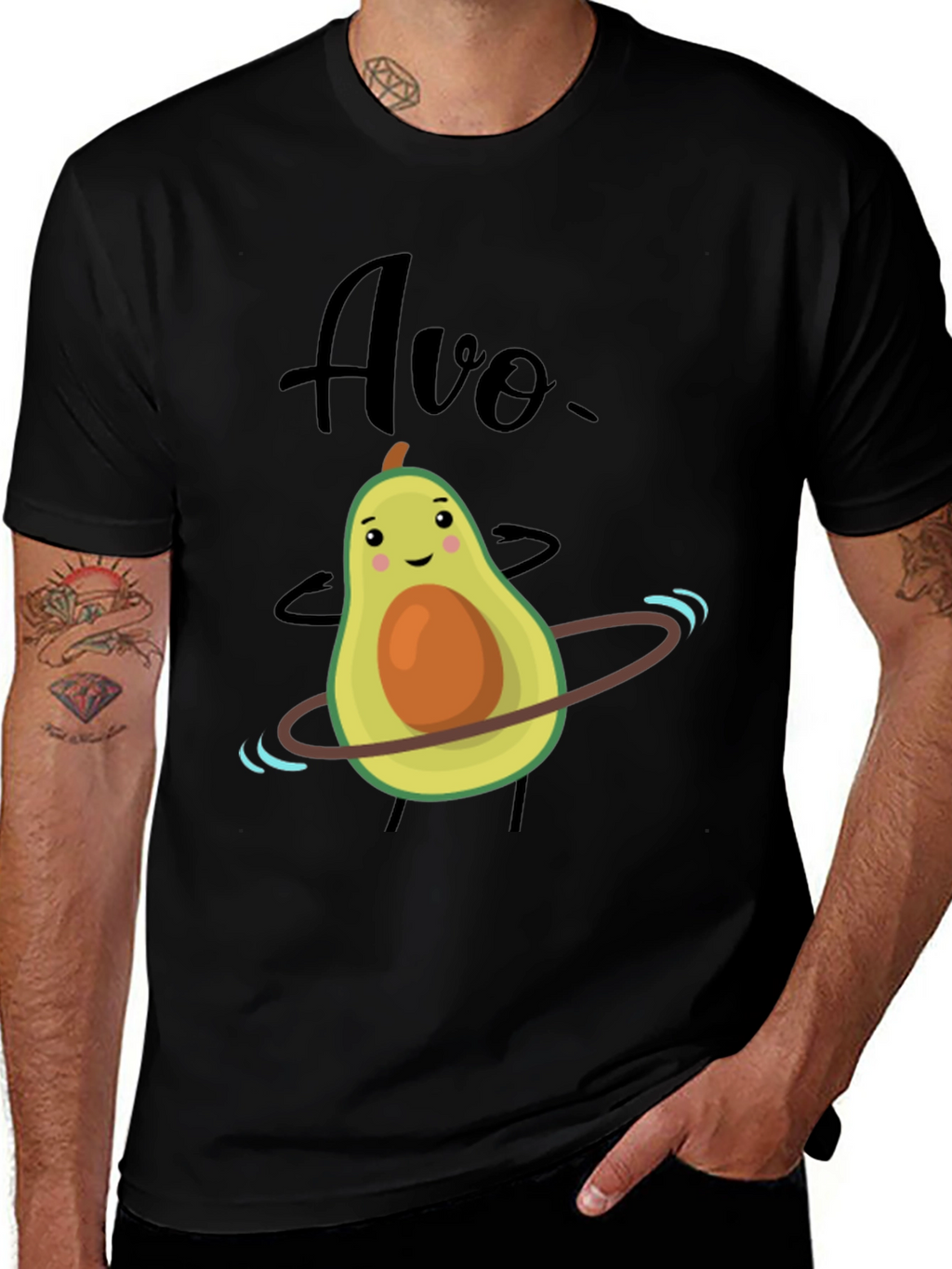 Funny Avocado Hula Hoop Graphic T-Shirt