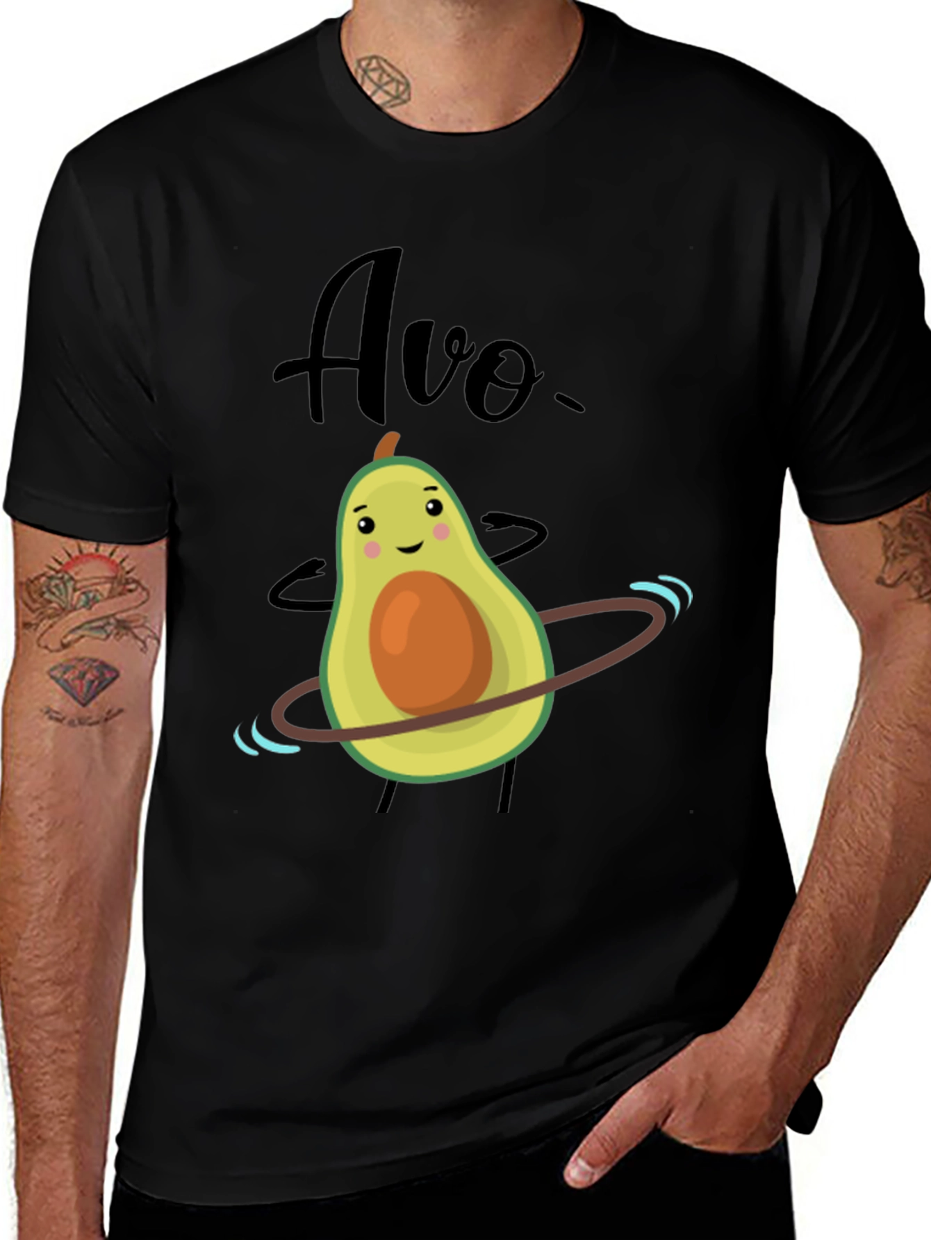 Funny Avocado Hula Hoop Graphic T-Shirt