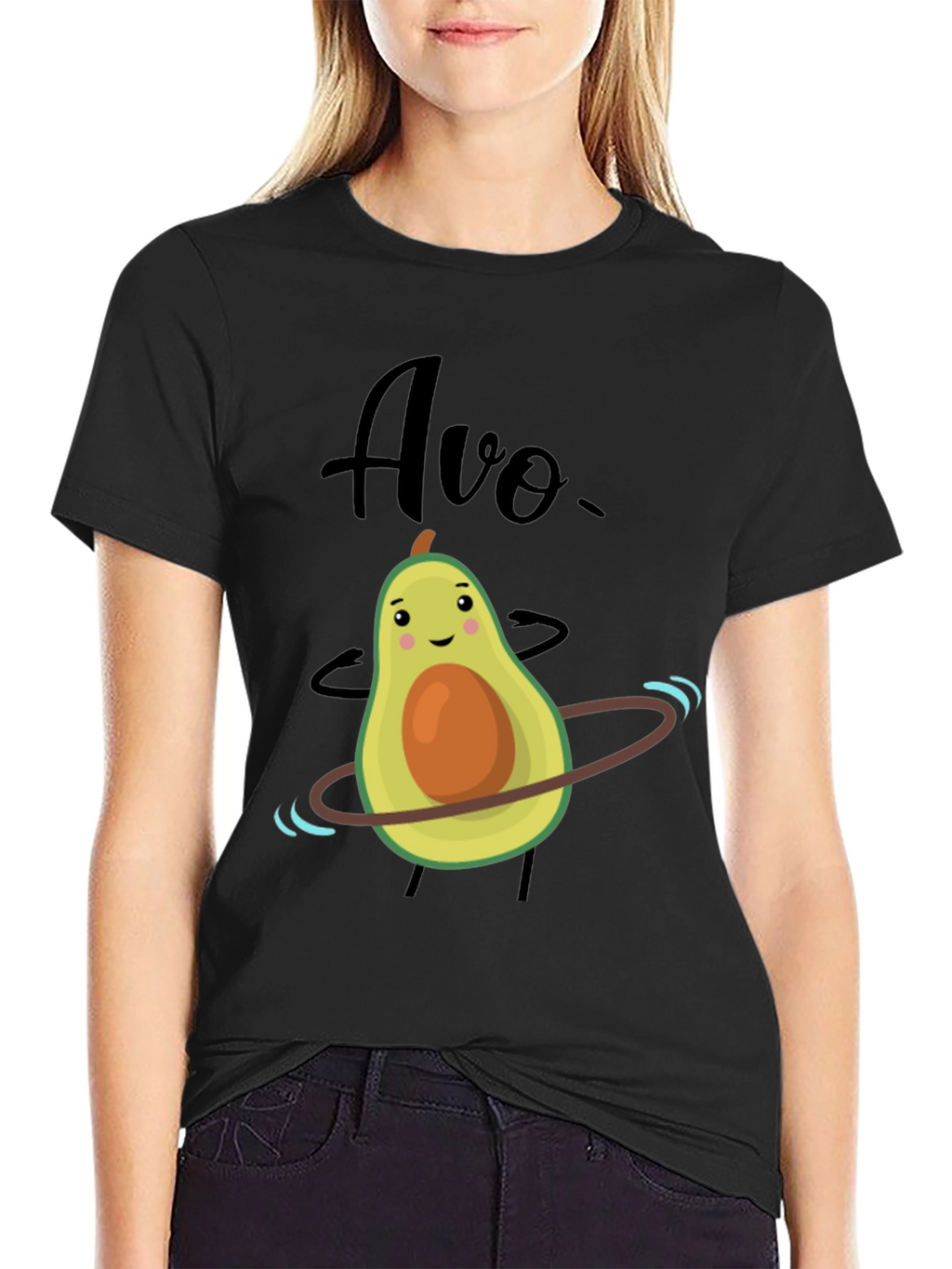 Funny Avocado Hula Hoop Graphic T-Shirt
