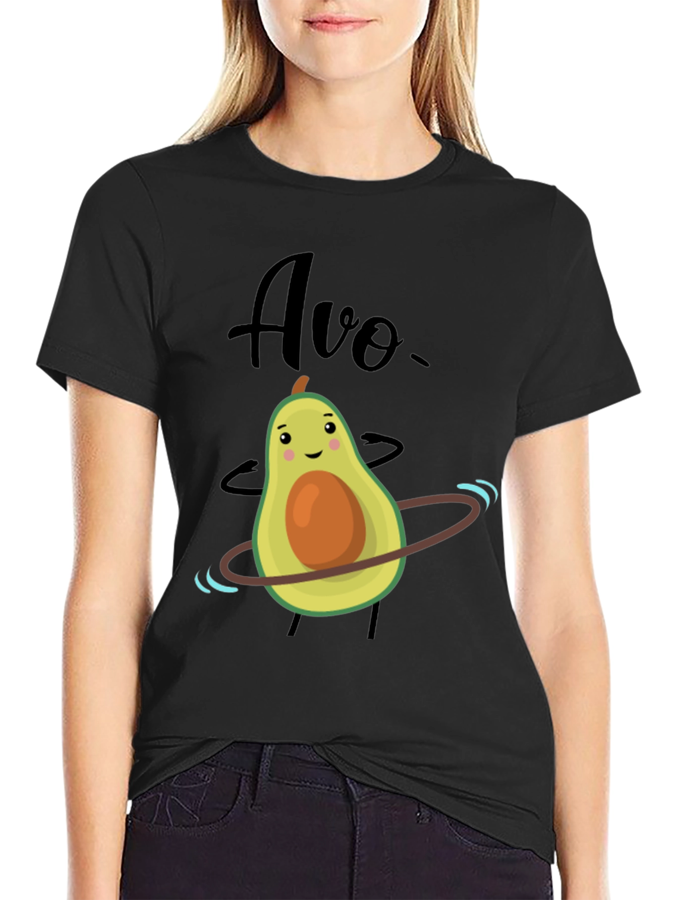 Funny Avocado Hula Hoop Graphic T-Shirt