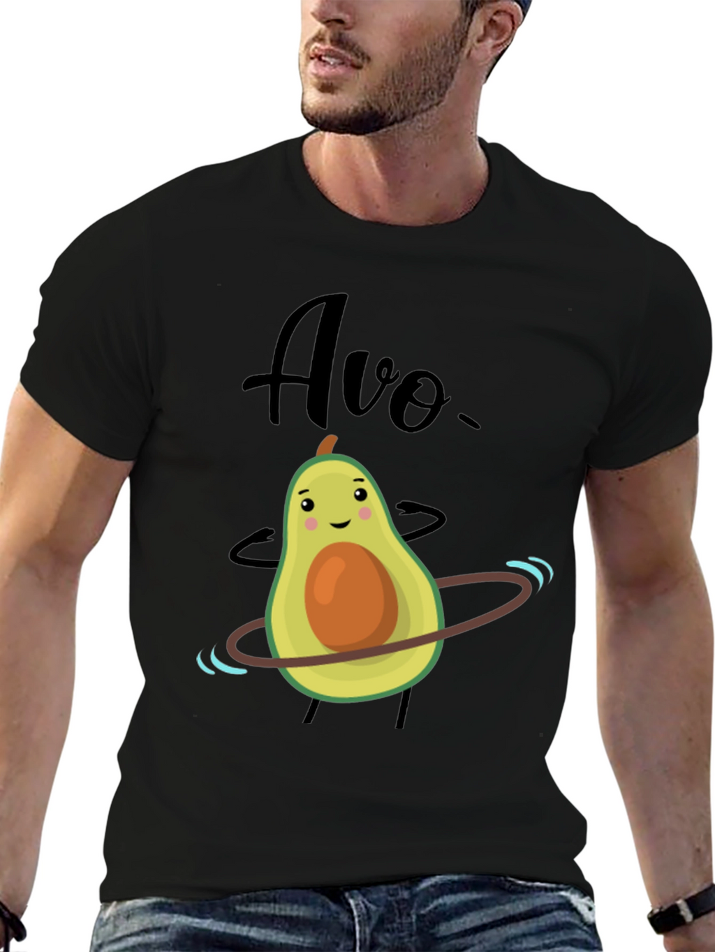 Funny Avocado Hula Hoop Graphic T-Shirt