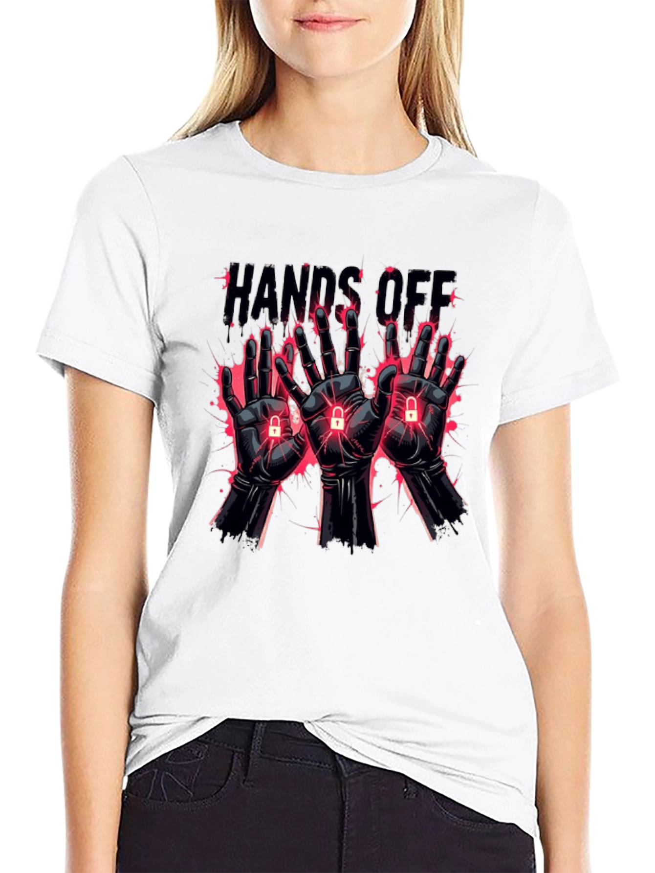 Hands Off Graphic T-Shirt - Edgy Style