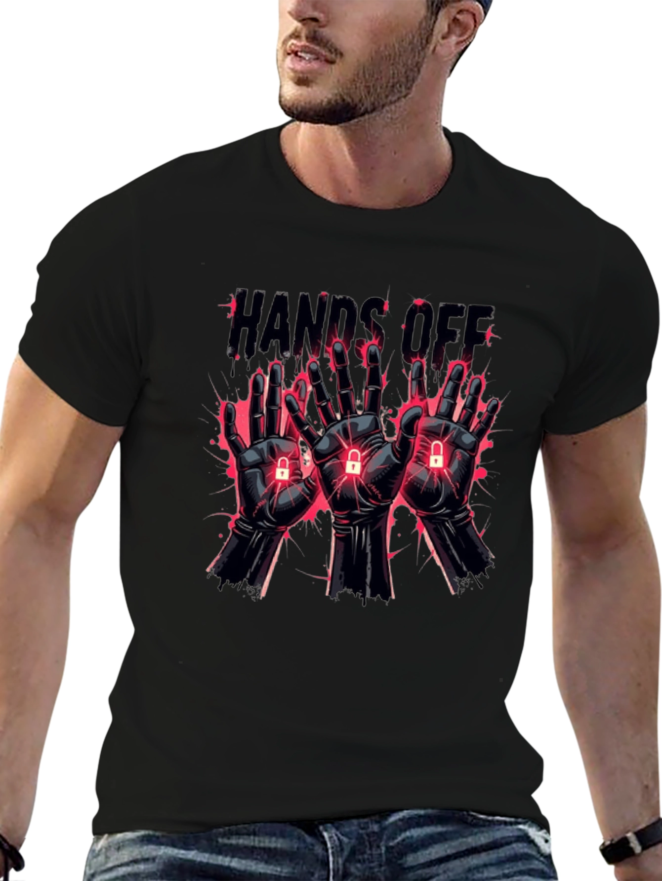 Hands Off Graphic T-Shirt - Edgy Style