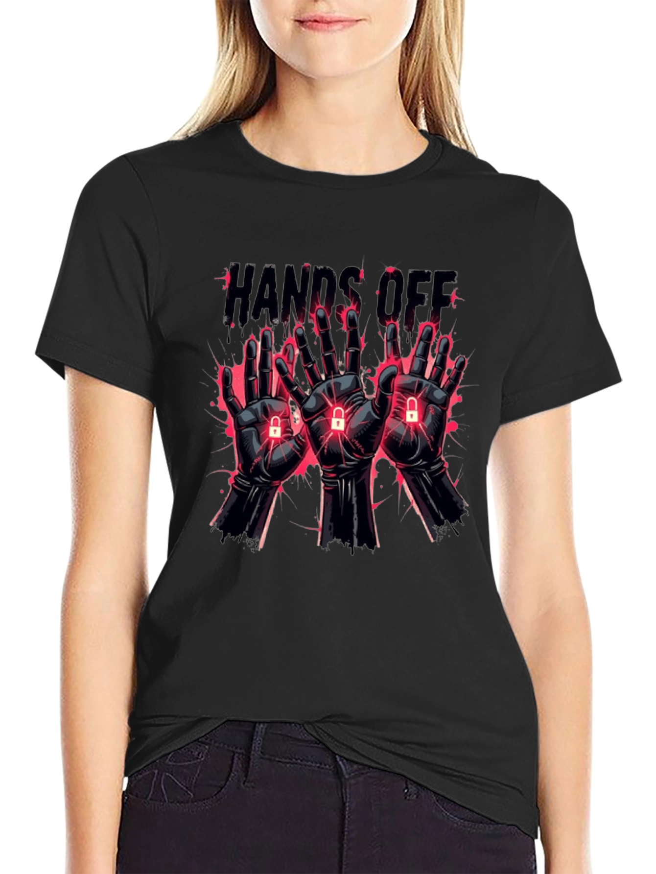 Hands Off Graphic T-Shirt - Edgy Style