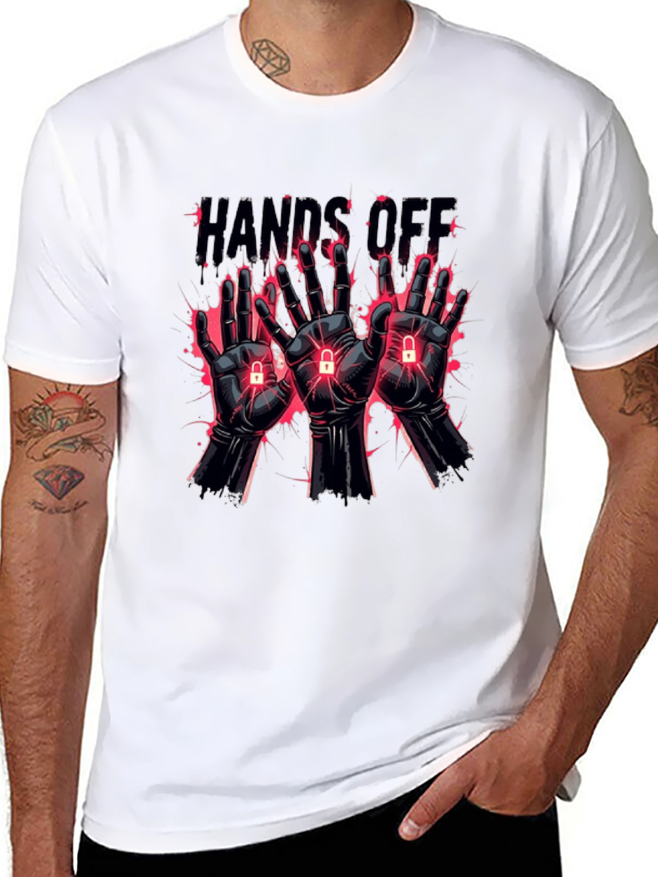 Hands Off Graphic T-Shirt - Edgy Style