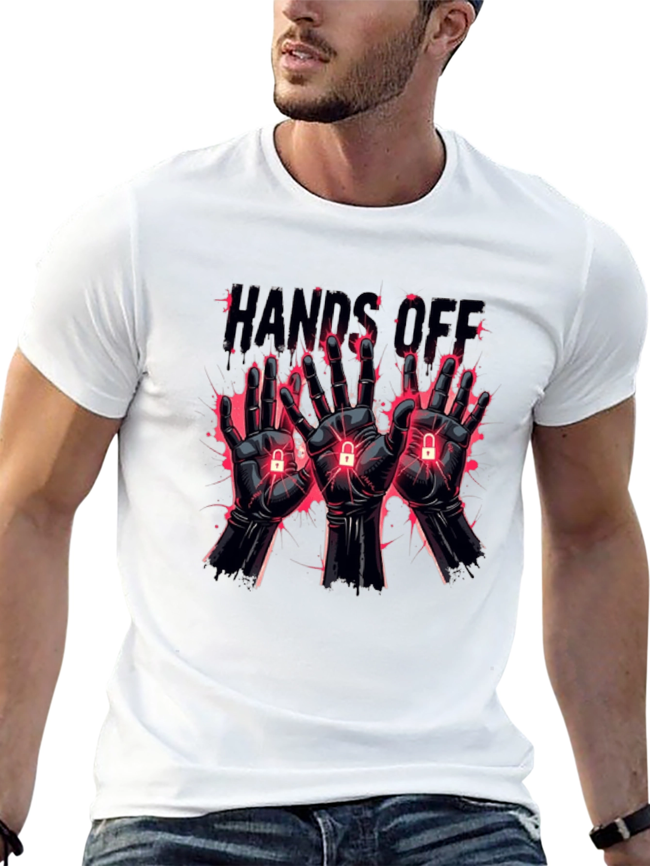 Hands Off Graphic T-Shirt - Edgy Style
