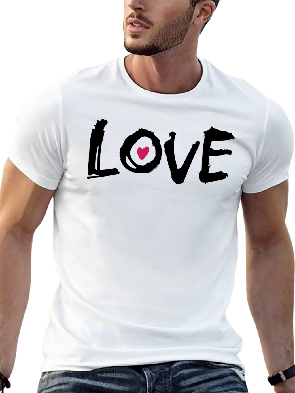 Love Heart Graphic Tee - Mens Black T-Shirt