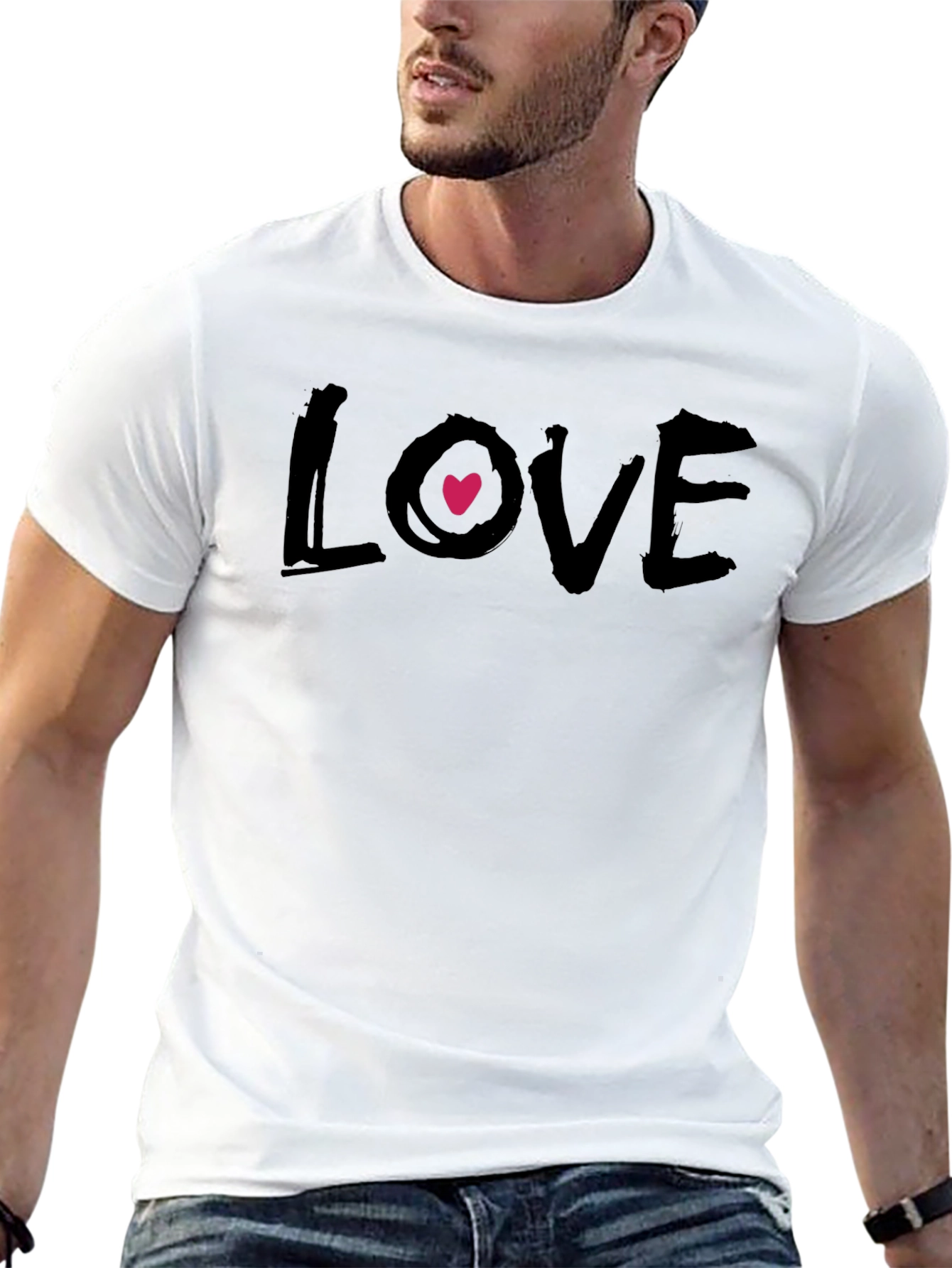 Love Heart Graphic Tee - Mens Black T-Shirt