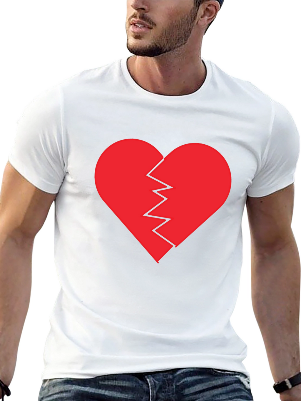 Broken Heart Graphic Tee - Black Cotton T-Shirt