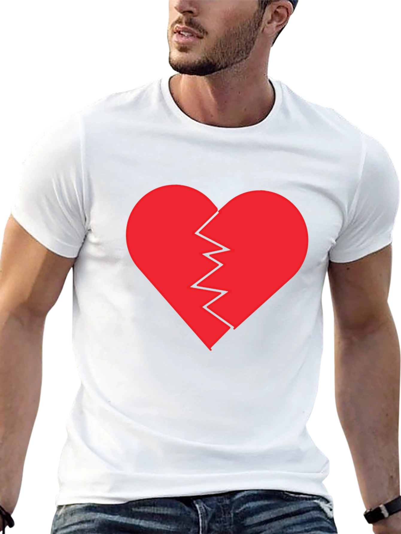 Broken Heart Graphic Tee - Black Cotton T-Shirt