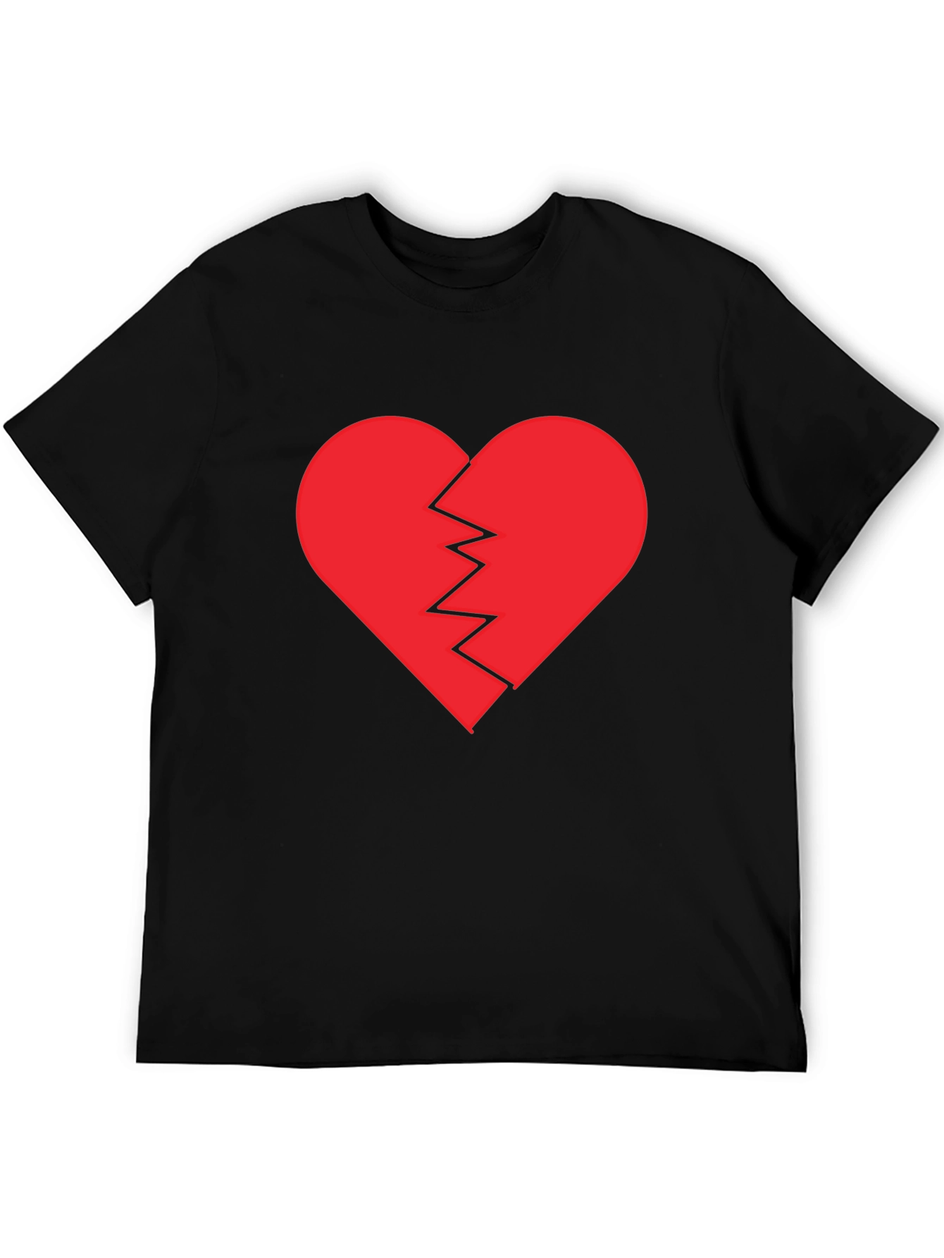 Broken Heart Graphic Tee - Black Cotton T-Shirt