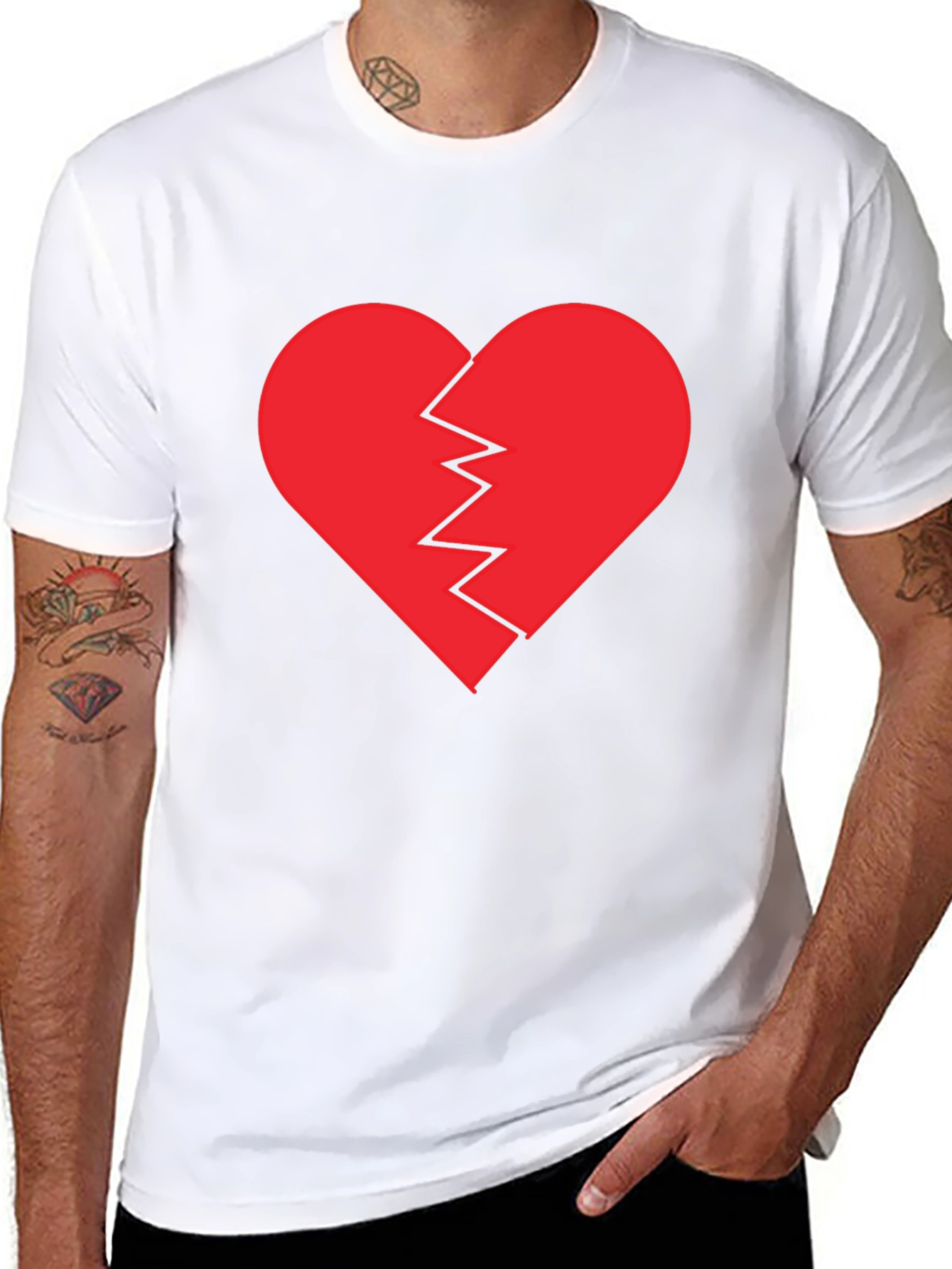 Broken Heart Graphic Tee - Black Cotton T-Shirt