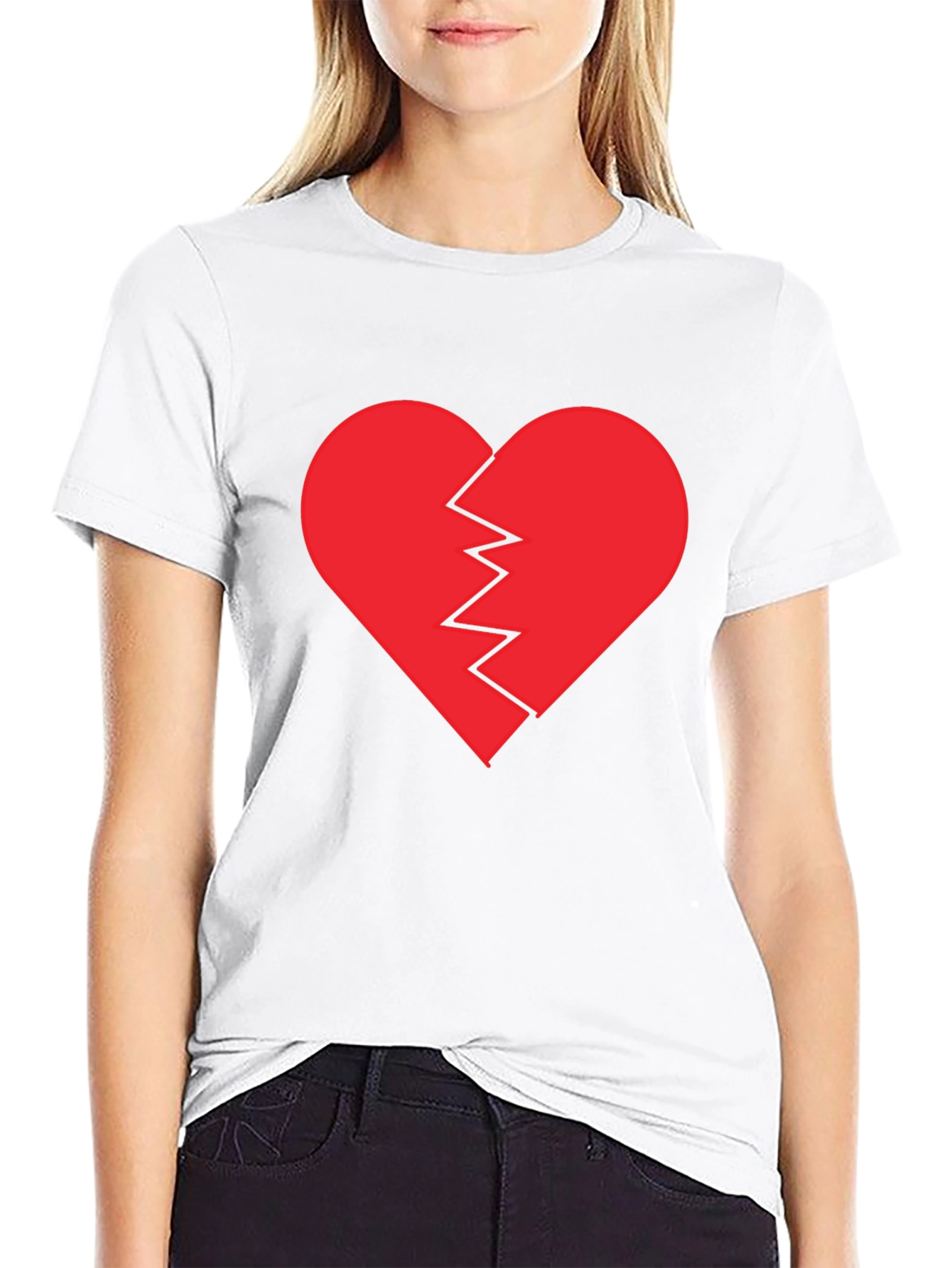 Broken Heart Graphic Tee - Black Cotton T-Shirt