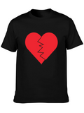 Broken Heart Graphic Tee - Black Cotton T-Shirt