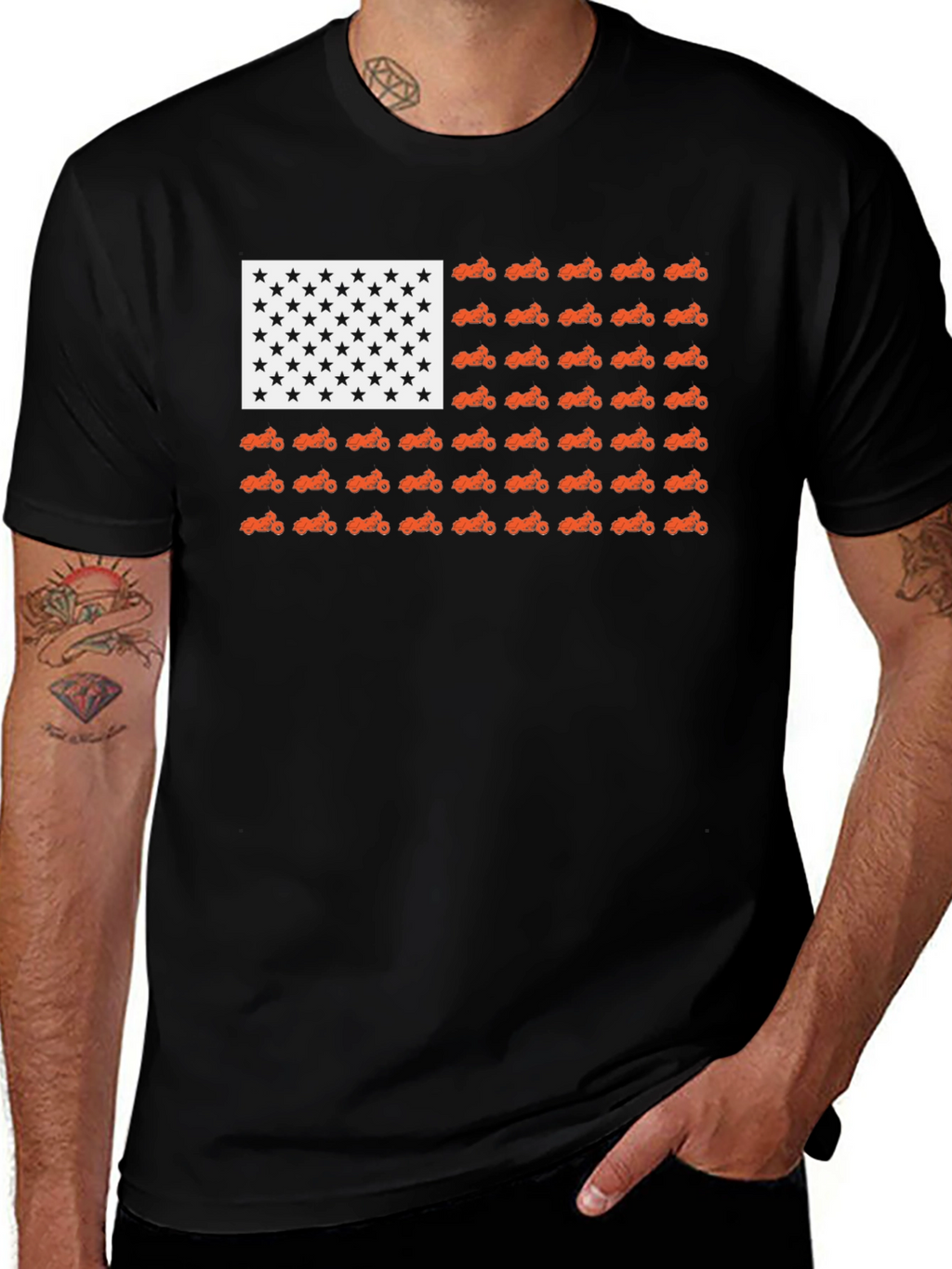 American Flag Motorcycle T-Shirt