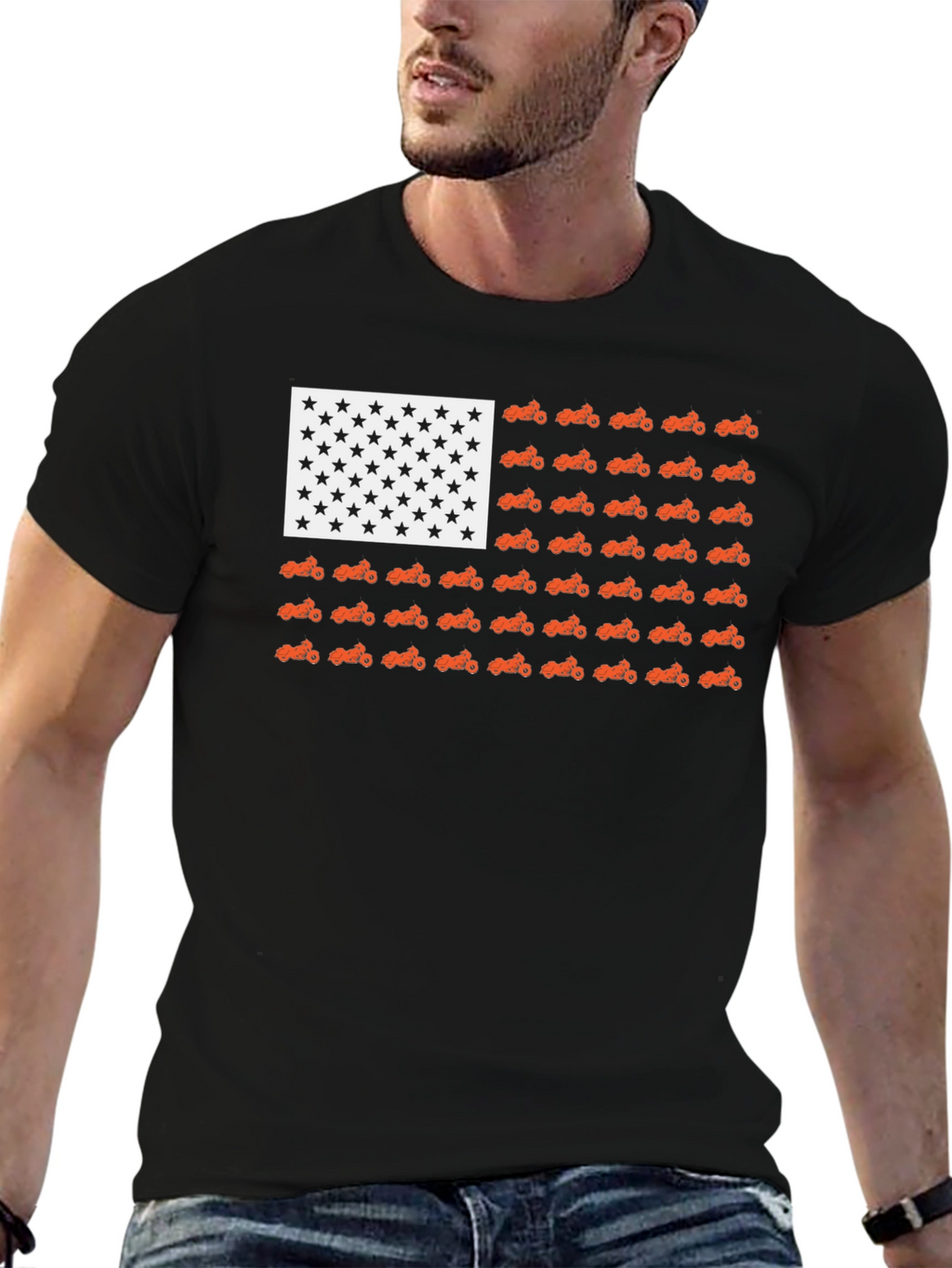 American Flag Motorcycle T-Shirt