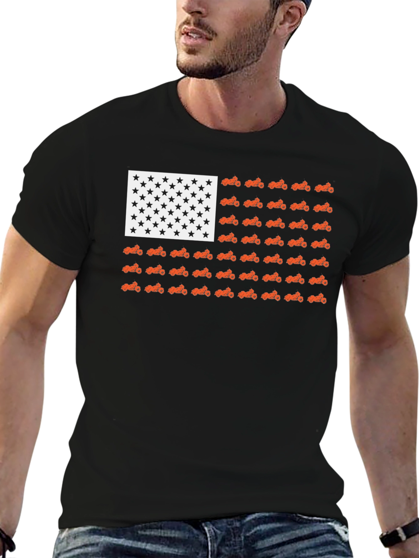 American Flag Motorcycle T-Shirt