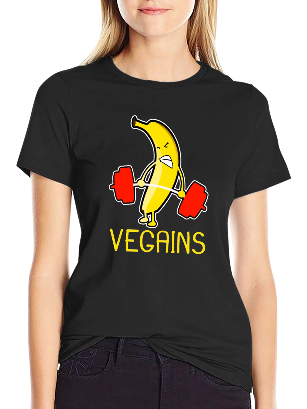 Vegan Gains T-Shirt - Banana Weightlifting Tee