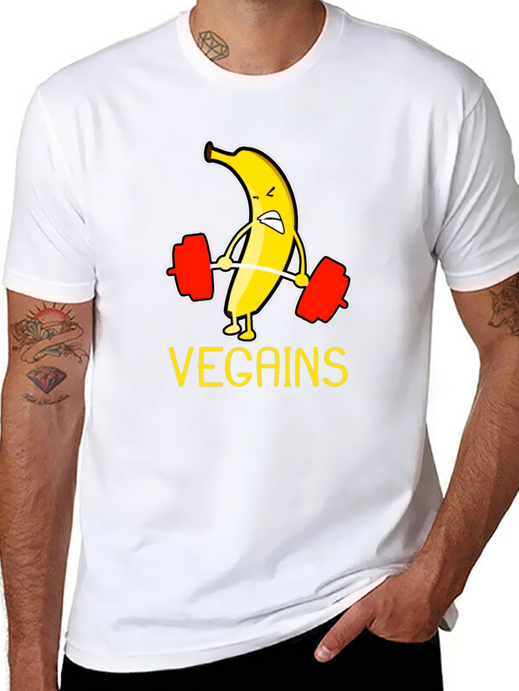 Vegan Gains T-Shirt - Banana Weightlifting Tee