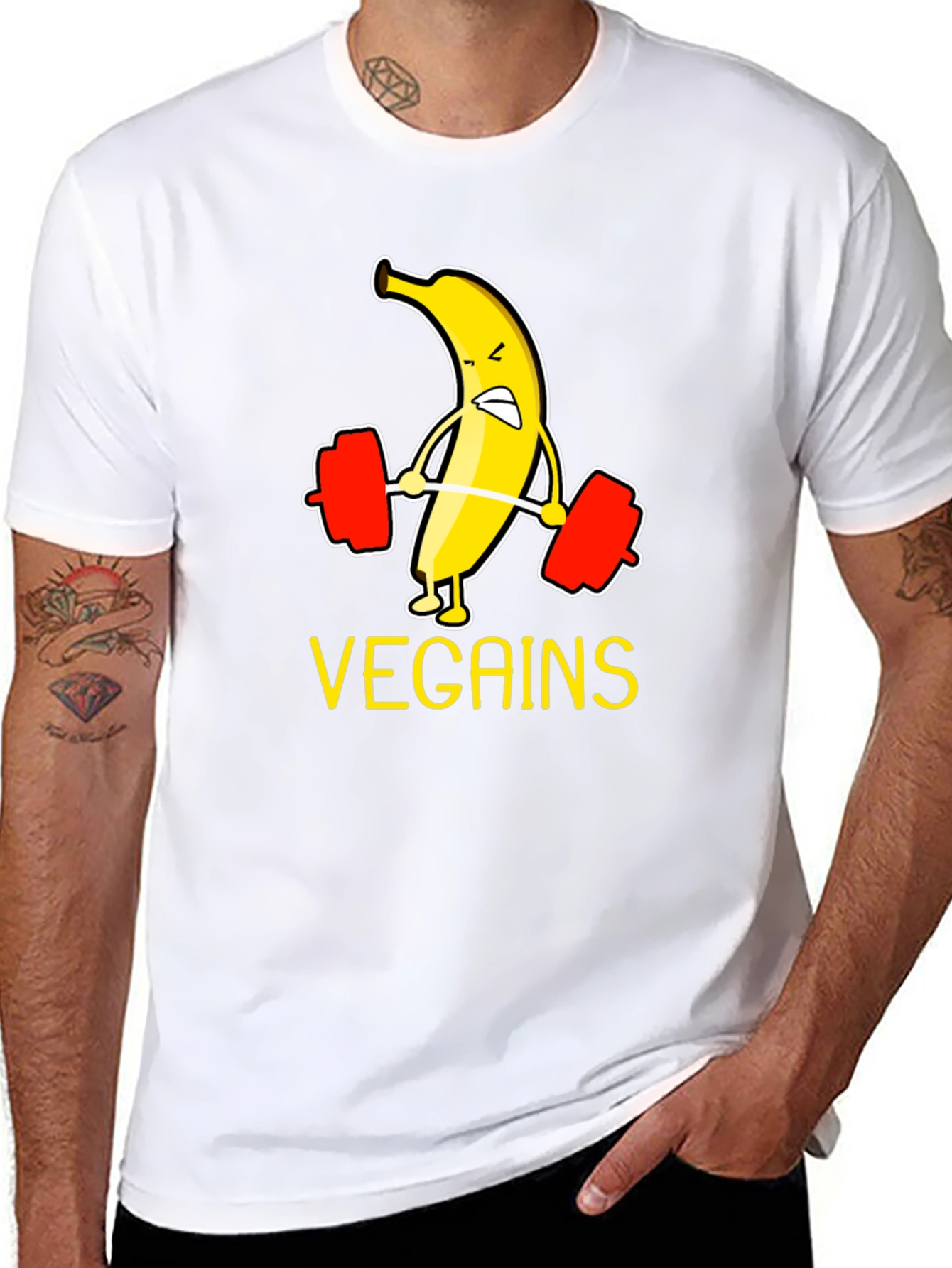 Vegan Gains T-Shirt - Banana Weightlifting Tee