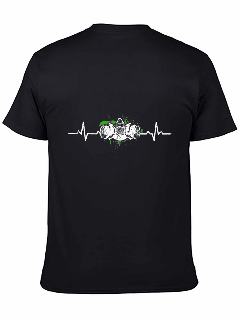 Gas Mask Heartbeat Graphic Tee - Black